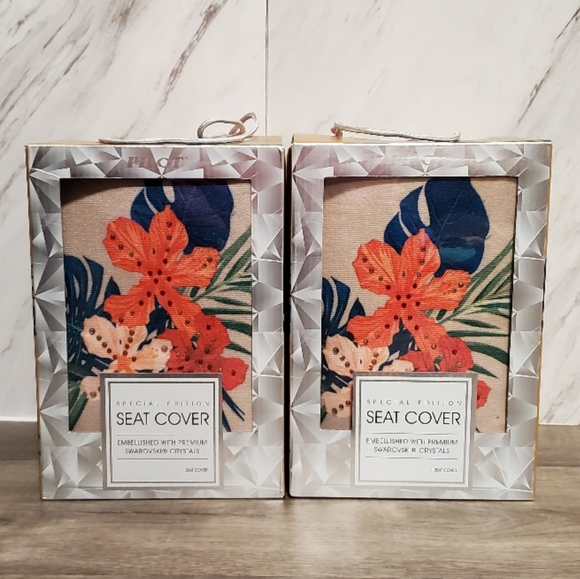 2 Front Seat Covers Floral Embellished Swarovski - Picture 1 of 6